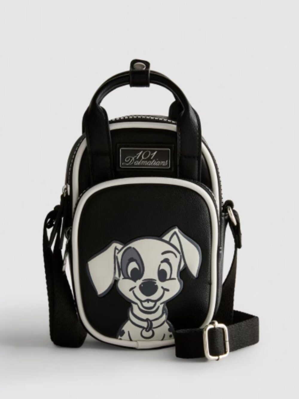 Disney 101 Dalmatians Faux Leather Crossbody Bag Satchel Purse Black White Dog